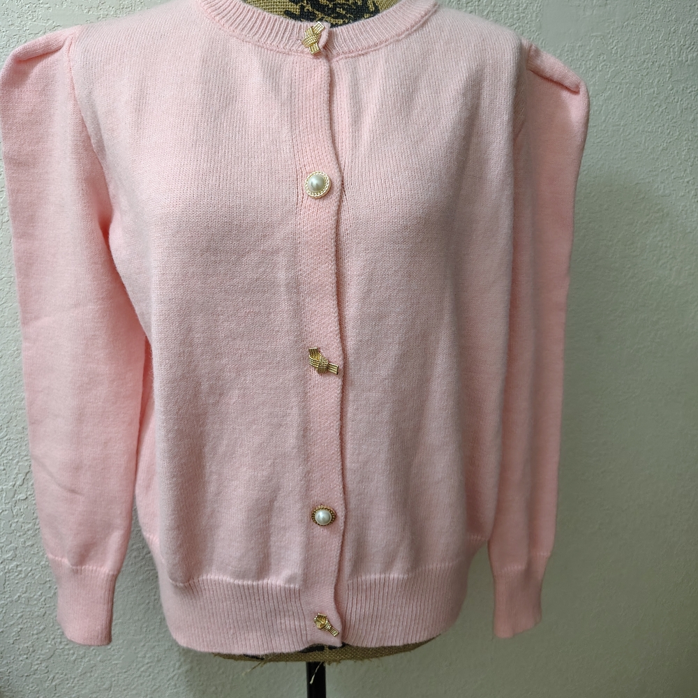 Chic Pink Cardigan with Gold Button Details